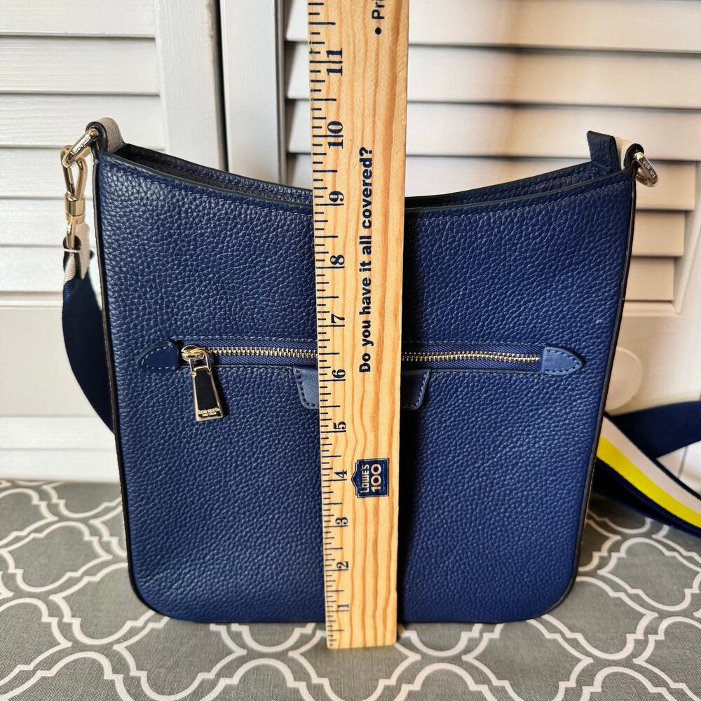 Kate Spade New York Hudson Pebbled Leather Messenger Crossbody Bag Navy Blue - Picture 7 of 16